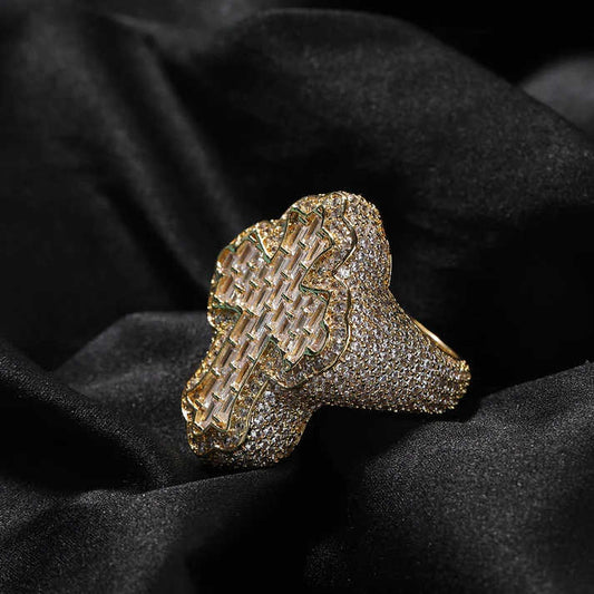 Pass Diamond Tester Baguette Original Cross Ring VVS Moissanite Diamond Engagement 925 Silver Jewelry Gift Hip Hop Mens