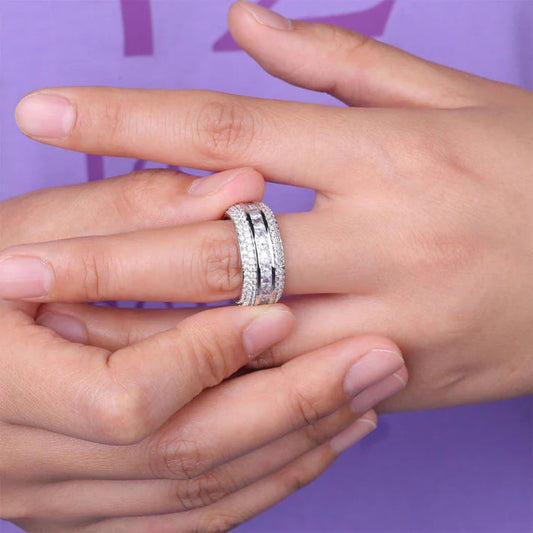 Diamond Ring 925 Sterling Silver Hip Hop Customized Round Brilliant Cut Moissanite Diamonds vvs Clarified original Jewelry