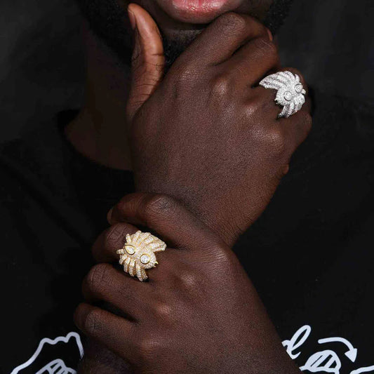 Fancy Hamsa Hand Men Rings 925 Silver Fully Iced Out Hip Hop Pass Diamond Tester Buss Down VVS Lab Grown Ring