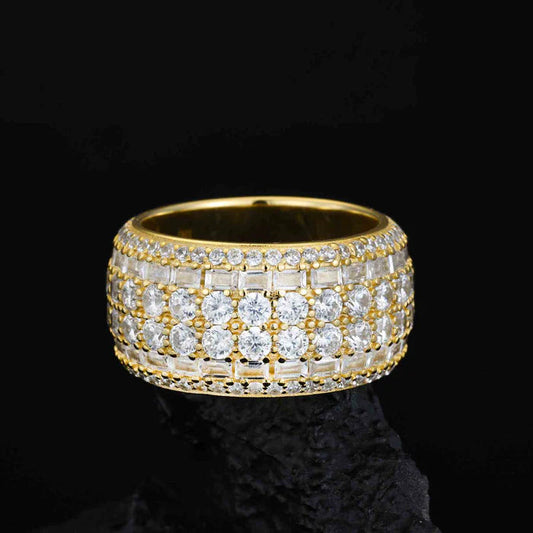 Pretty 6 Layers Baguette Band Ring For Unisex Fashion Jewelry In Hip Hop Style Lab Grown Round Cut Diamonds In 925 Silver