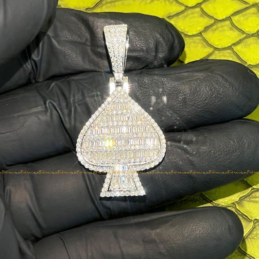Custom Made High Quality VVs Clarity Round And Baguette Cut Moissanite Diamonds Iced Out 925 Sterling Silver Pendant For Unisex