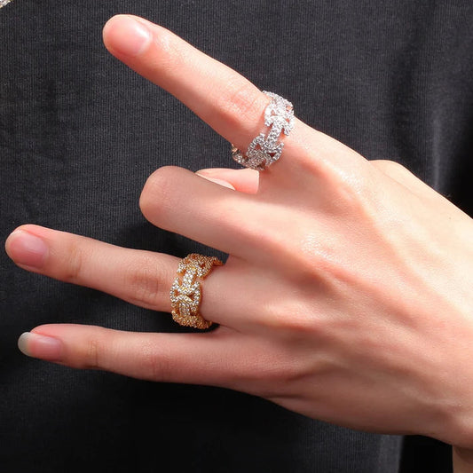 Latest Custom Unique 925 Sterling Silver Band Hip Hop Bling Lab Grown Round Cut Sparkling Diamond Ring