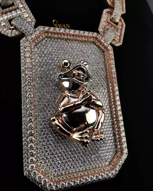 Dogtag Custom Hip Hop Moissanite Round Brilliant Cut Trendy vvs Diamond Pendant In 925 Sterling Silver