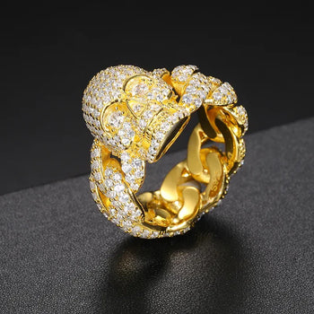 Luxury 925 Silver VVS Moissanite Diamond original Ring Iced out Hip Hop Skull Ring Passes Diamond Test Gra Certificate