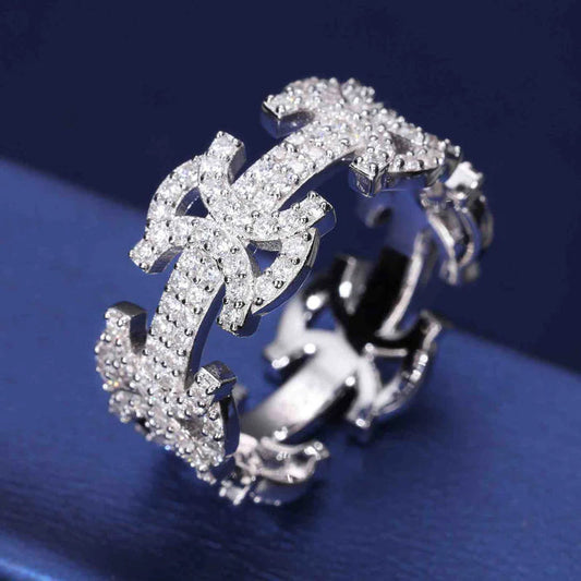 Hip Hop Popular 925 Sterling Silver Elegant Moissanite Round Brilliant Cut original Byzantine Gift Ring