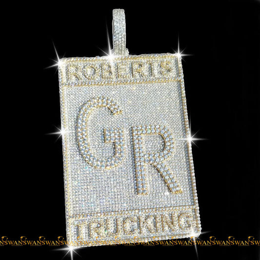 Modern Letter Pendant Light Fashion Studded With Dog-tag Letter Style In Moissanite 925 Sterling Silver Jewelry