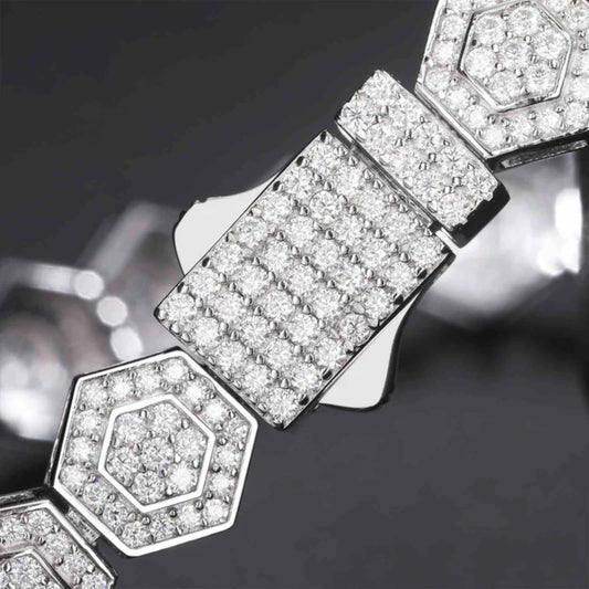 Round Brilliant Cut Diamond Tennis Bracelet 925 Sterling Silver Moisssanite Diamond Jewelry Hexagon Bracelet