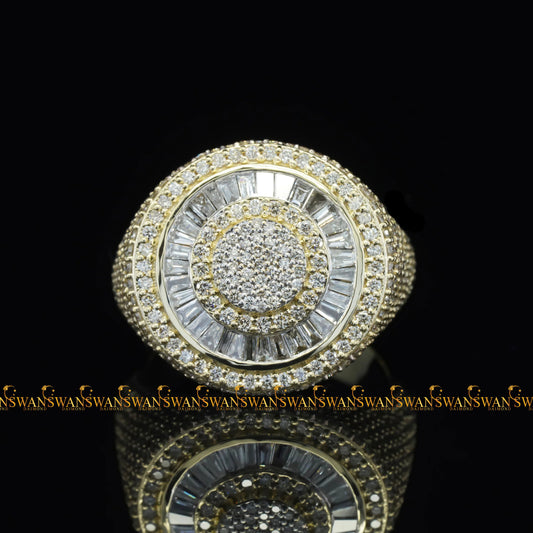 Mens Rings In Hip Hop Style Iced Out With Round And Baguette Cut Lab Grown Diamonds And 925 Sterling Silver In VVS Clarity