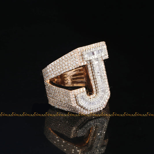 Top quality Custom Jewelry Men's luxury 925 Silver real Diamond Iced Out Baguette Cut VVS Moissanite Diamond Ring