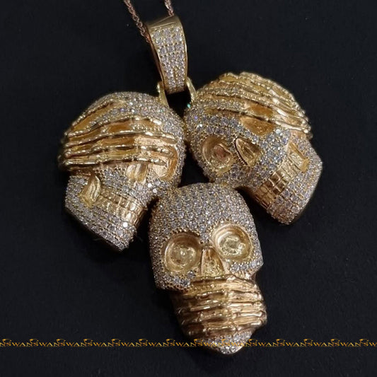 Pendants In Evil Style Fully Bust Down With Round Cut original Moissanite Diamonds In 925 Sterling Silver