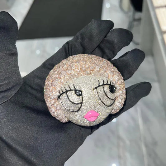 Personalized Custom Pendent 925 Sterling Silver with VVS Moissanite Diamond Ice Out Cartoon