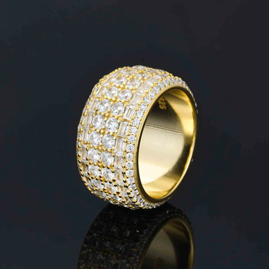 Pretty 6 Layers Baguette Band Ring For Unisex Fashion Jewelry In Hip Hop Style Lab Grown Round Cut Diamonds In 925 Silver