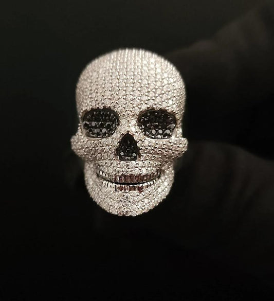 Custom Pass Tester Vvs Iced Out Round Cut original Moissanite Hip Hop Jewelry Ring 925 Silver Skull Ring For Men Women