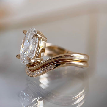 Fancy Wedding Engagement Ring Set Made With Oval Moissanite Diamond