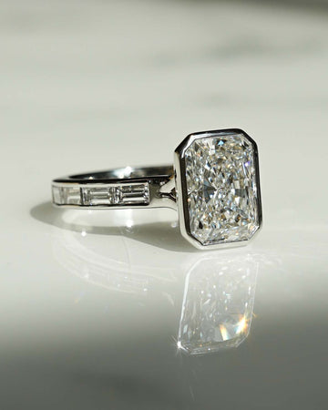 New Heavy Band With Radiant And Baguette Cut Solitaire Ring For Women