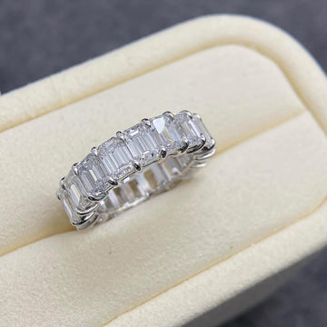 Emerald Cut Wedding Bridal Band With Moissanite Diamonds