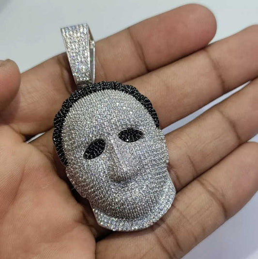 Halloween Gift Hip Hop 925 Sterling Silver Horror Mask Pendant Full With Moissanite Diamonds
