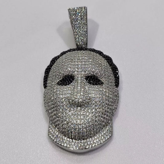 Halloween Gift Hip Hop 925 Sterling Silver Horror Mask Pendant Full With Moissanite Diamonds