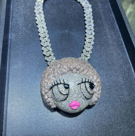 Personalized Custom Pendent 925 Sterling Silver with VVS Moissanite Diamond Ice Out Cartoon