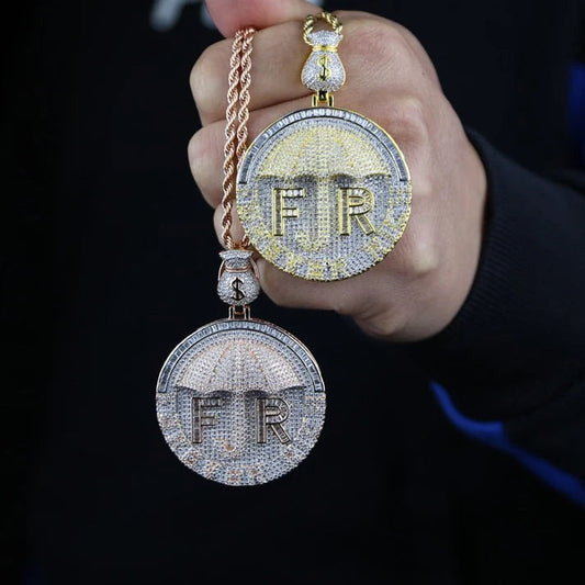 Bling Full Moissanite Diamond Men Boy Jewelry Hip Hop FIR Letter Pendant