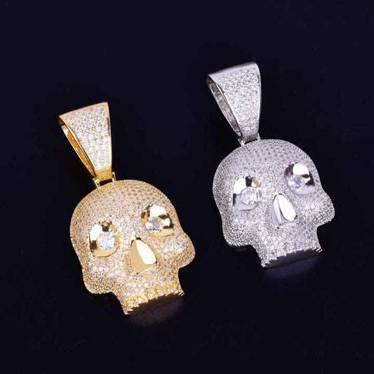 Skull Hip Hop Moissanite Pendant Fully Studded By Round Cut Diamonds In 925 Sterling Silver
