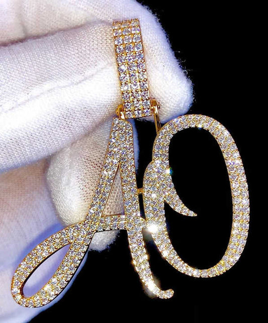 Men Custom Letter Pendant with VVS Moissanite diamond