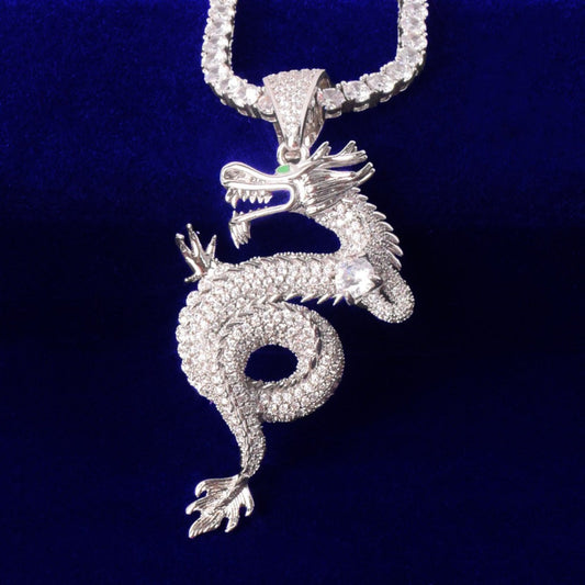 New Iced out Zircon Dragon Pendant Moissanite vvs Diamonds Studded In 925 Sterling Silver