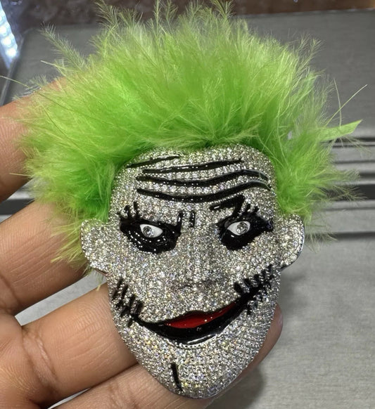 Joker Face Pendant In 925 Sterling Silver And Moissanite vvs Clarity Diamonds
