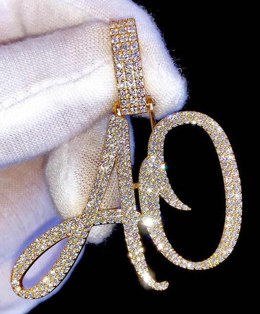 Men Custom Letter Pendant with VVS Moissanite diamond