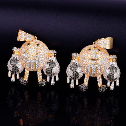 Hand Holding Dollar Pouch Dripping Pendant Hip Hop 925 Sterling Silver Moissanite Diamond