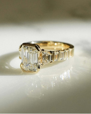 Moissanite Emerald Cut Diamond Engagement Rings For Women