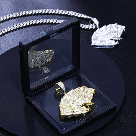 Moissanite Diamond Studded Money Spread Hip Hop Pendant In vvs Clarity