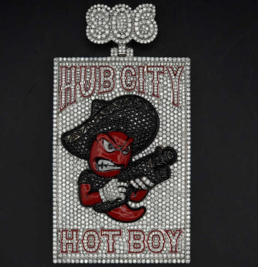 Unique Cartoon Letter Pendant Iced Out With Round Brilliant Cut Moissanite Diamonds In 925 Sterling Silver