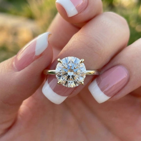 Round Cut Lab Grown Diamond Solitaire Ring in 18K Yellow Gold Classic Minimalist Engagement Ring for Women