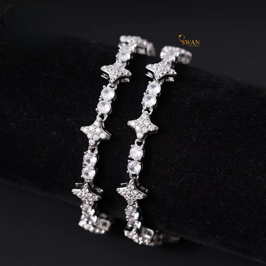 Star Shape Diamond Tennis Bracelet in White Gold Sparkling Natural Diamond Jewelry Elegant Luxury Statement Gift for Her swandiamond