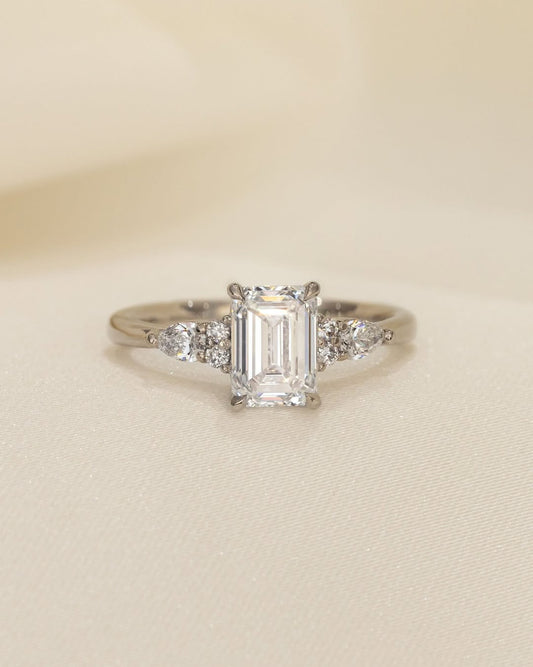 2Ct Emerald Cut Cluster Set Engagement Rings For Women