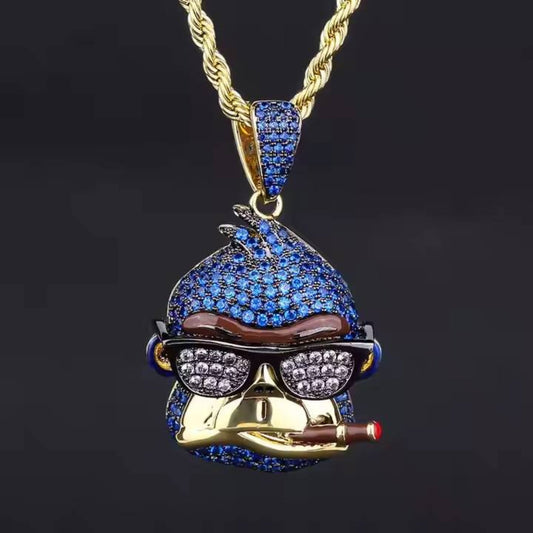 Gorilla Head Charm Pendant 925 Sterling Silver New Hip Hop round Brilliant Cut Moissanite VVS Clarity Diamonds