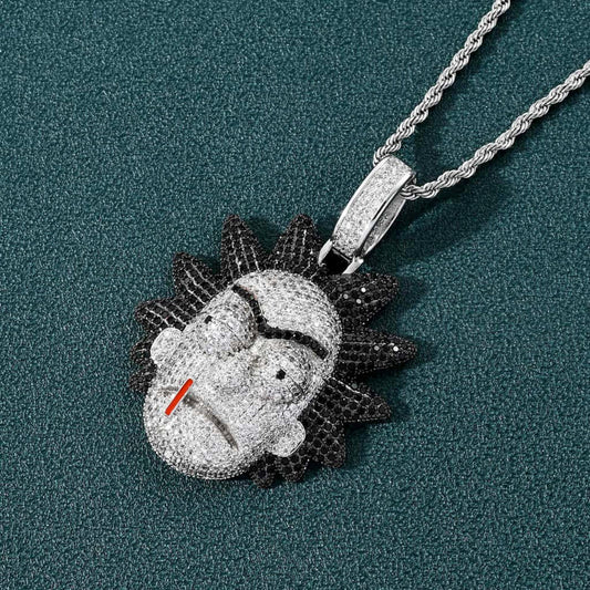 Custom Hip Hop Moissanite Round Brilliant Cut Rick Pendants In 925 Sterling Silver For Unisex