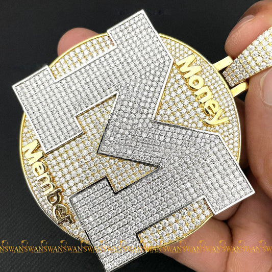 Mini M Initial Number Pendant Shiny Moissanite Unique Hip Hop Style for Party Wear by swandiamond
