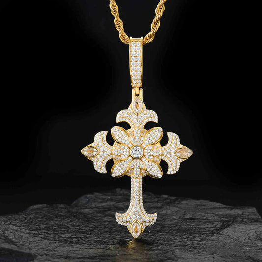 Jesus Cross Pendant Moissanite Diamonds Necklace Unisex for Women men by swandiamond