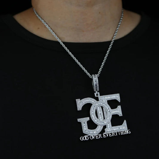 God Over Everything Pendant Hip Hop Moissanite Letter Pendant by swandiamond