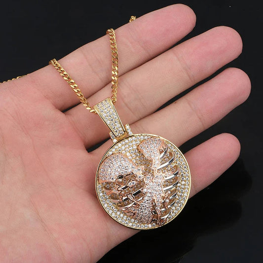 Heart Rib Cage Pendant In Hip Hop Style With Moissanite Diamonds Unisex Jewelry by swandiamond