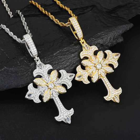Jesus Cross Pendant Moissanite Diamonds Necklace Unisex for Women men by swandiamond