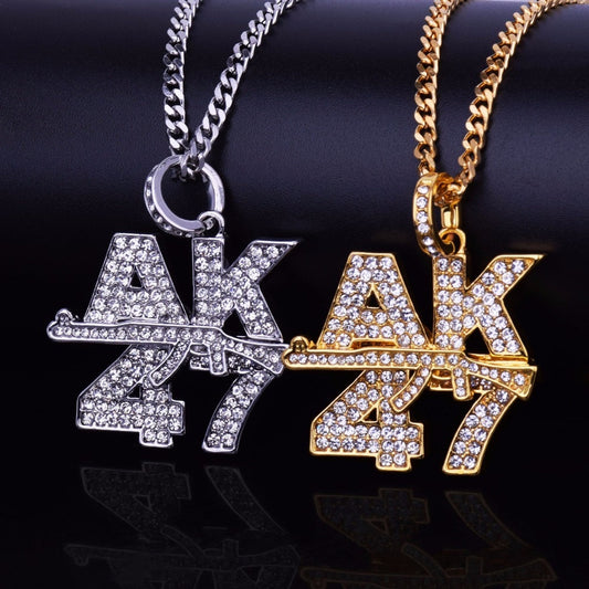 AK47 Gun Logo Letter Pendant VVS Moissanite Diamond Hip Hop Pendant by swandiamond