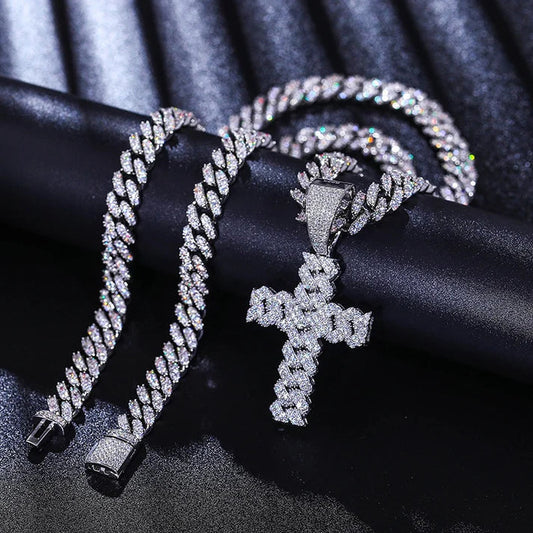 925 Sterling Silver Jesus Cross Hip Hop Moissnaite Pendant For Men and Women by swandiamond
