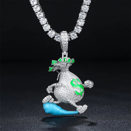 Best Quality Dollar Money Bag Pendant Fully iced Out Hip Hop Fashion Moissanite Diamonds