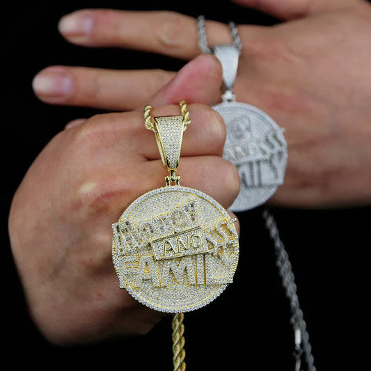 "STAY HUMBLE HUSTLE HARD" Hip Hop Jewelry Mens Moissanite Diamond Pendant