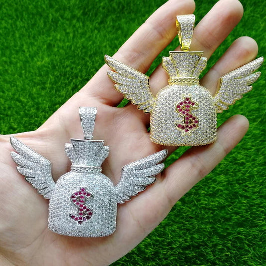 Hip Hop Flying Money Bag Pendant S925 Silver Pass Diamond Tester Custom Moissanite Pendant