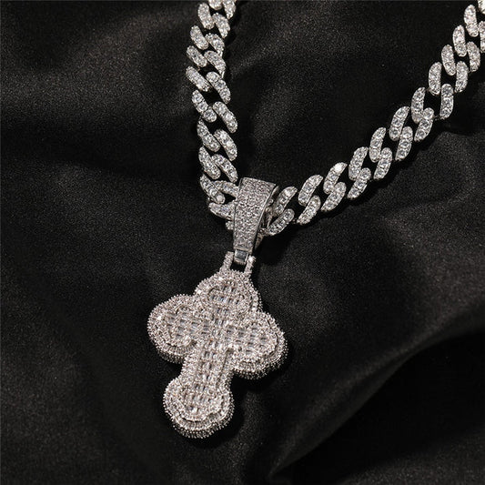 Cross Pendant Fancy Cut Diamond Moissanite Pendant by swandiamond