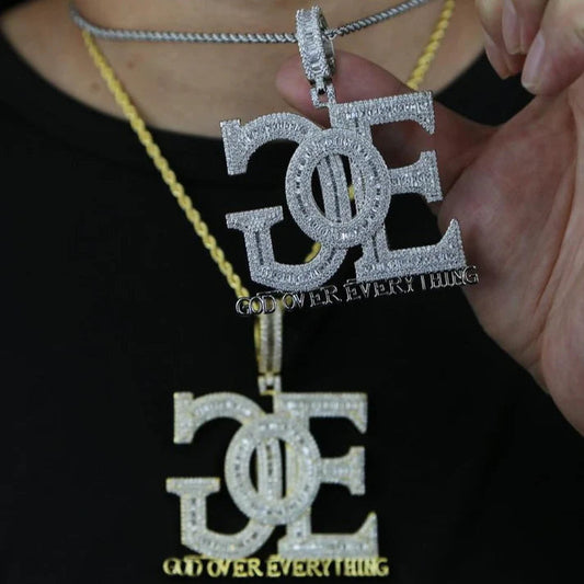 God Over Everything Pendant Hip Hop Moissanite Letter Pendant by swandiamond